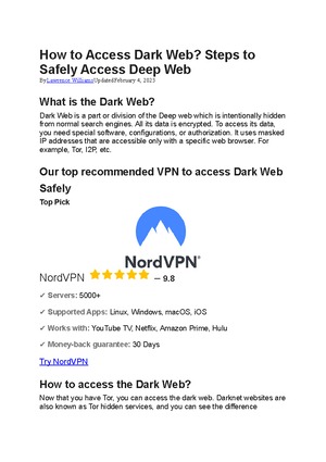 how to access the dark web 2025